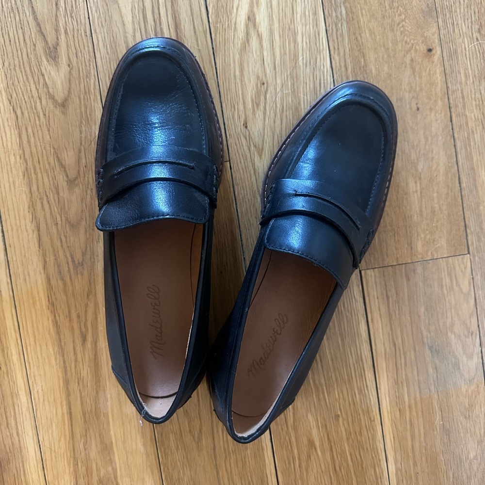Madewell The Corrine Black Lugsole Loafers Size 7 - Picture 2 of 5